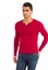  Kırmızı  V Yaka Slim Fit Sweatshirt