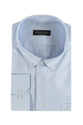 Erkek Giyim - Açık Mavi 7X Beden Büyük Beden Uzun Kol Oxford Gömlek
