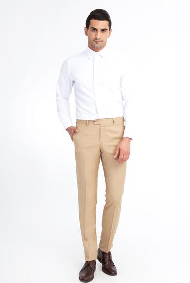 Erkek Giyim - Bej 48 Beden Yünlü Klasik Pantolon