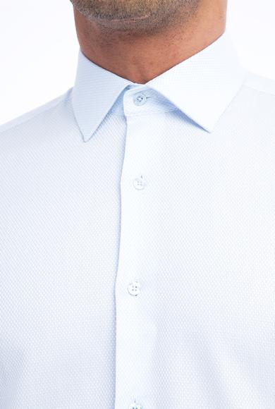 Erkek Giyim - Açık Mavi M Beden Uzun Kol Slim Fit Manşetli Gömlek