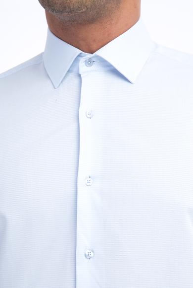 Erkek Giyim - Açık Mavi L Beden Uzun Kol Slim Fit Manşetli Gömlek