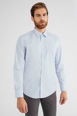Erkek Giyim - Açık Mavi S Beden Uzun Kol Slim Fit Gömlek