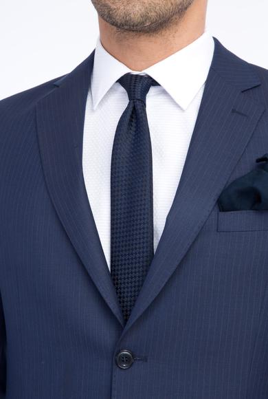 Erkek Giyim - Mavi 50 Beden Çizgili Takım Elbise