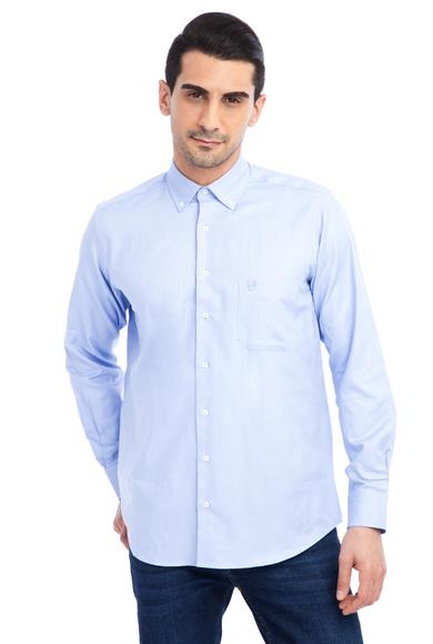 Erkek Giyim - Mavi S Beden Uzun Kol Regular Fit Oxford Gömlek