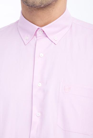 Erkek Giyim - Pembe XL Beden Uzun Kol Regular Fit Oxford Gömlek