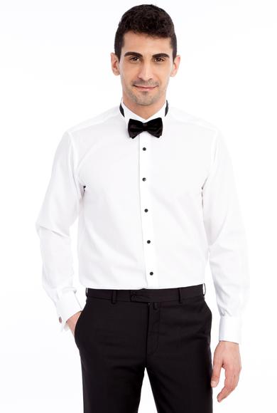 Erkek Giyim - Beyaz M Beden Ata Yaka Klasik Gömlek