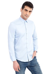 Erkek Giyim - Uzun Kol Slim Fit Non Iron Saten Gömlek