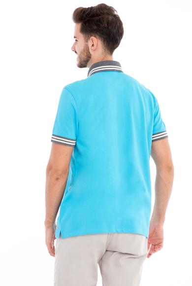 Erkek Giyim - Açık Mavi M Beden Polo Yaka Regular Fit Tişört