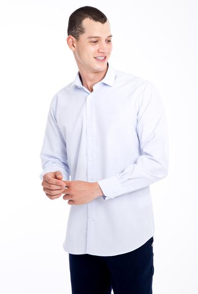 Erkek Giyim - Beyaz XL Beden Uzun Kol Regular Fit Desenli Spor Gömlek