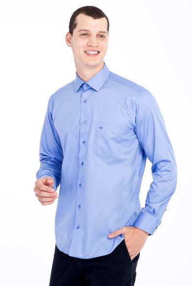 Erkek Giyim - Mavi M Beden Uzun Kol Non Iron Klasik Saten Gömlek