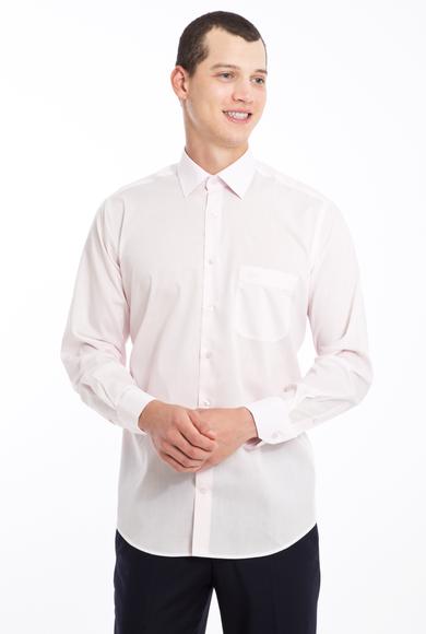 Erkek Giyim - PEMBE XXL Beden Uzun Kol Klasik Gömlek