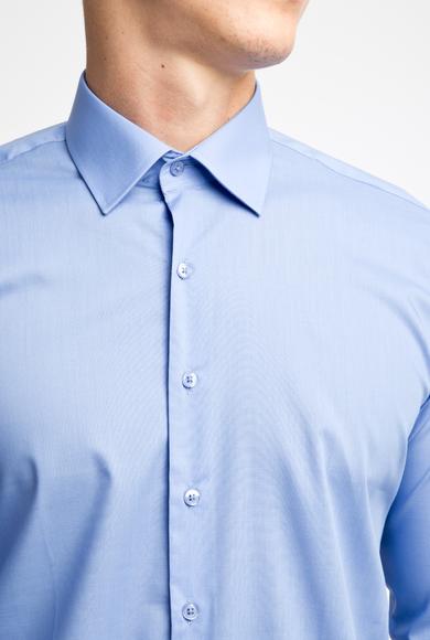 Erkek Giyim - MAVİ S Beden Uzun Kol Slim Fit Gömlek