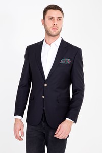 Erkek Giyim - Slim Fit Yünlü Blazer Ceket