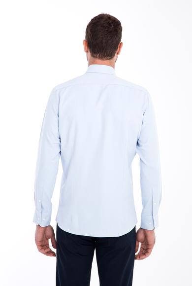 Erkek Giyim - AÇIK MAVİ XL Beden Uzun Kol Slim Fit Desenli Gömlek