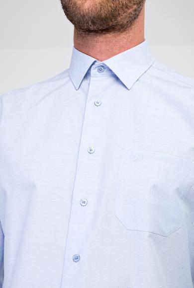 Erkek Giyim - AÇIK MAVİ XXL Beden Uzun Kol Regular Fit Desenli Gömlek