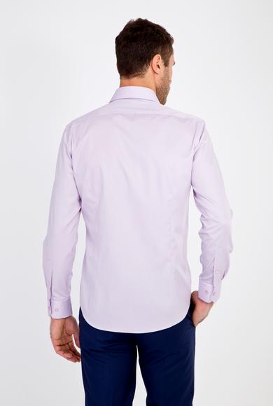 Erkek Giyim - LİLA XS Beden Uzun Kol Slim Fit Non Iron Saten Gömlek