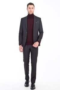 Erkek Giyim - Regular Fit Yünlü Kareli Takım Elbise