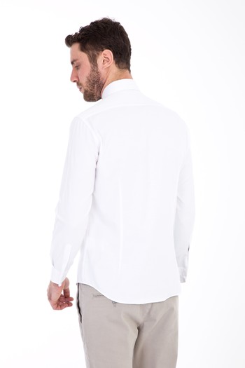 Erkek Giyim - Uzun Kol Manşetli Slim Fit Gömlek