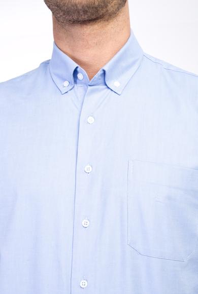 Erkek Giyim - MAVİ XXL Beden Uzun Kol Regular Fit Oxford Gömlek