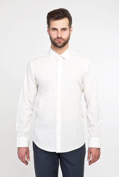 Erkek Giyim - KREM XS Beden Uzun Kol Slim Fit Gömlek