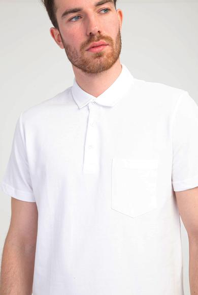 Erkek Giyim - BEYAZ M Beden Polo Yaka Regular Fit Tişört