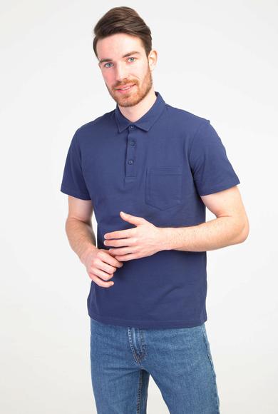 Erkek Giyim - LACİVERT M Beden Polo Yaka Regular Fit Tişört