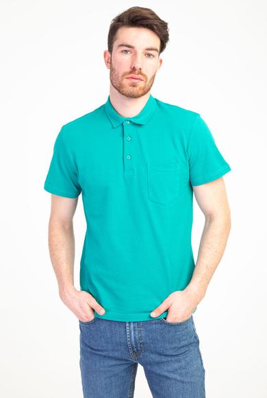 Erkek Giyim - Açık Yeşil M Beden Polo Yaka Regular Fit Tişört
