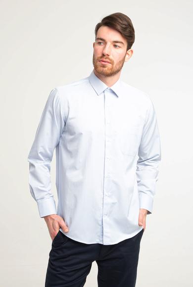 Erkek Giyim - BEYAZ XL Beden Uzun Kol Regular Fit Kareli Gömlek