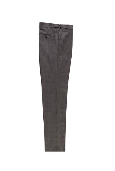 Erkek Giyim - AÇIK KAHVE 46 Beden Slim Fit Yünlü Tokalı Pileli Klasik Pantolon