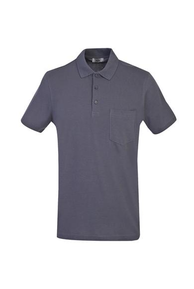 Erkek Giyim - ORTA GRİ 3X Beden Polo Yaka Regular Fit Tişört