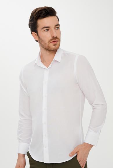 Erkek Giyim - BEYAZ XL Beden Uzun Kol Slim Fit Gömlek