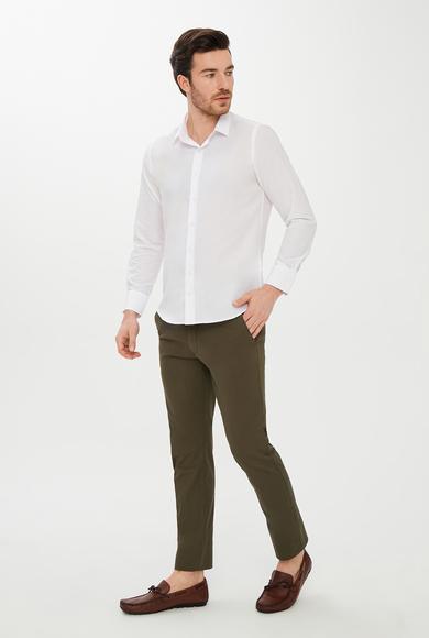 Erkek Giyim - BEYAZ XXL Beden Uzun Kol Slim Fit Gömlek