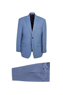 Erkek Giyim - Açık Mavi 50 Beden Relax Fit Kuşgözü Takım Elbise