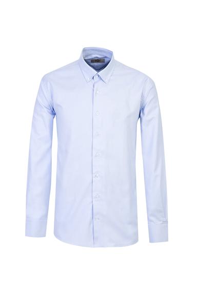 Erkek Giyim - MAVİ XXL Beden Uzun Kol Regular Fit Oxford Gömlek