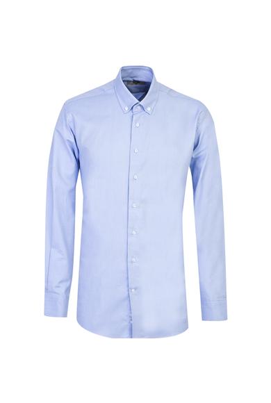 Erkek Giyim - MAVİ XL Beden Uzun Kol Regular Fit Oxford Gömlek