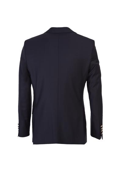 Erkek Giyim - KOYU LACİVERT 60 Beden Yünlü Blazer Ceket