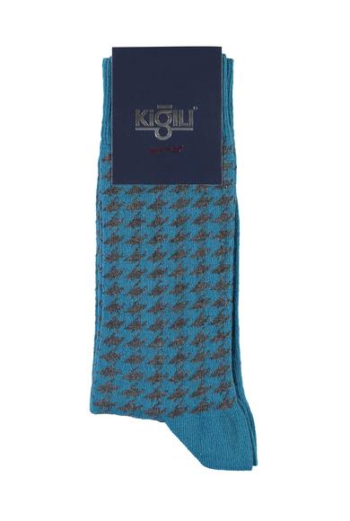 Erkek Giyim - ORTA PETROL 40-44 Beden Desenli Çorap