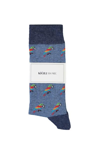 Erkek Giyim - MAVİ 40-44 Beden Desenli Çorap