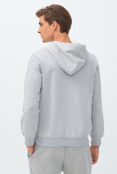 Erkek Giyim - ORTA FÜME XL Beden Kapüşonlu Sweatshirt