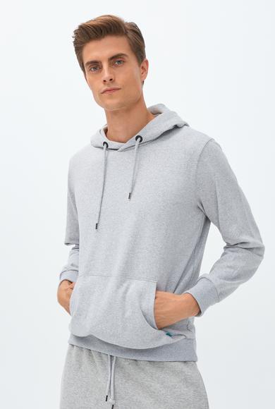 Erkek Giyim - ORTA FÜME XL Beden Kapüşonlu Sweatshirt