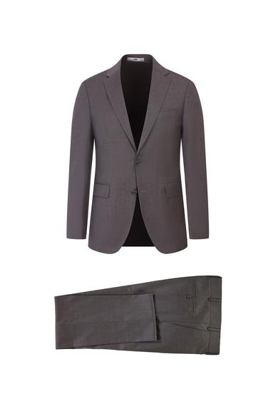Erkek Giyim - AÇIK VİZON 50 Beden Slim Fit Yünlü Takım Elbise
