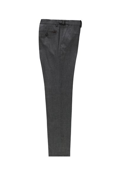 Erkek Giyim - ORTA FÜME 46 Beden Slim Fit Tokalı Pileli Klasik Pantolon