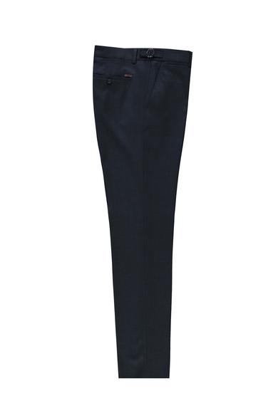 Erkek Giyim - KOYU LACİVERT 48 Beden Slim Fit Tokalı Pileli Klasik Pantolon