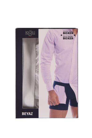 Erkek Giyim - BEYAZ 3X Beden Gömlek Tutucu Boxer