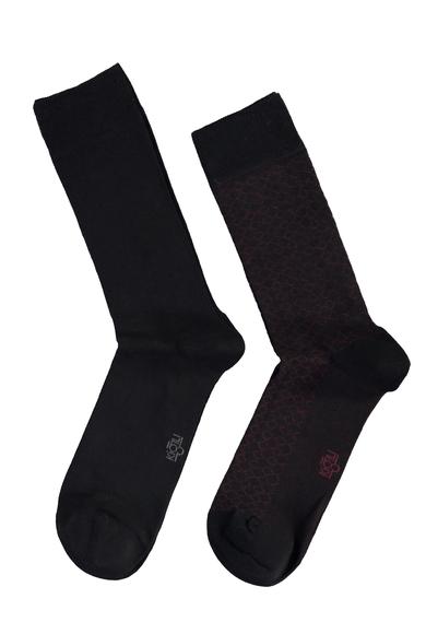 Erkek Giyim - AÇIK BORDO 42-45 Beden 2'li Desenli Çorap