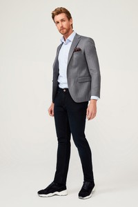 Erkek Giyim - Slim Fit Balık Sırtı Ceket