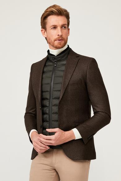 Erkek Giyim - ORTA KAHVE 50 Beden Klasik Desenli Ceket