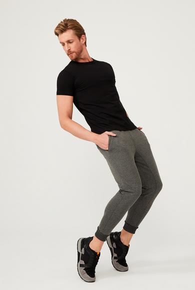 Erkek Giyim - Antrasit L Beden Slim Fit Jogger Pantolon / Eşofman
