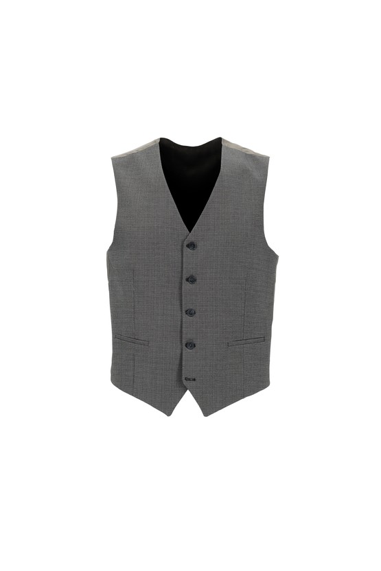 Erkek Giyim - Slim Fit Kombinli Yelekli Kareli Takım Elbise