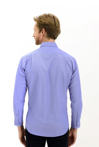 Erkek Giyim - GÖK MAVİSİ S Beden Uzun Kol Regular Fit Çizgili Gömlek